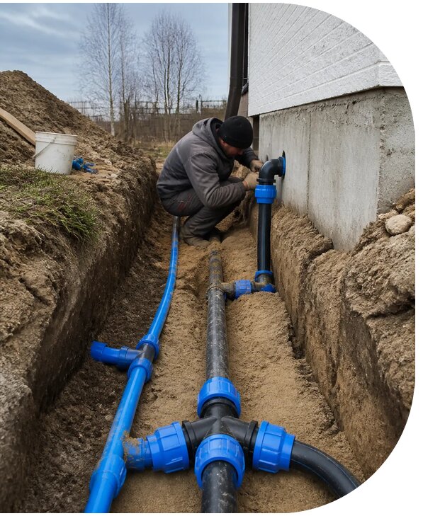 Монтаж наружного водопровода на участке под ключ в Тутаеве