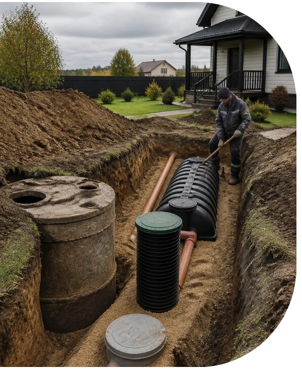 Реконструкция автономной канализации частного дома в Тутаеве